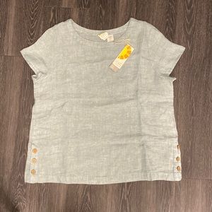 C&C California 100% linen side button tshirt